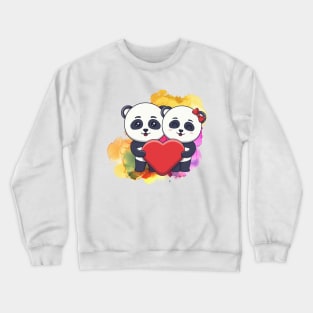 Cute Panda with Love  - Adorable Panda - Kawaii Panda Crewneck Sweatshirt